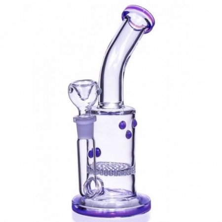 7" Honeycomb Water Pipe With Dry Herb Bowl - Purple New