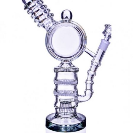 The Colosseum - Lookah? - 15" Donut Recycler Honeycomb to Sprinkler Perc Bong - Winter Green New