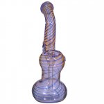 7" Swirled Golden Fumed Bubbler - Looped New