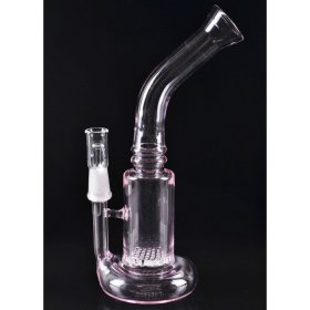 7" Micro Honeycomb Oil Rig Water Pipe Tilted - Saucer Chamber - Pink Tinted Glass New