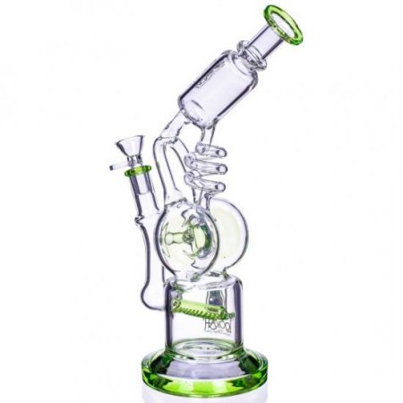 Smoker's Gun - Lookah? - 12" Coil To Inline Perc Bong - Green New