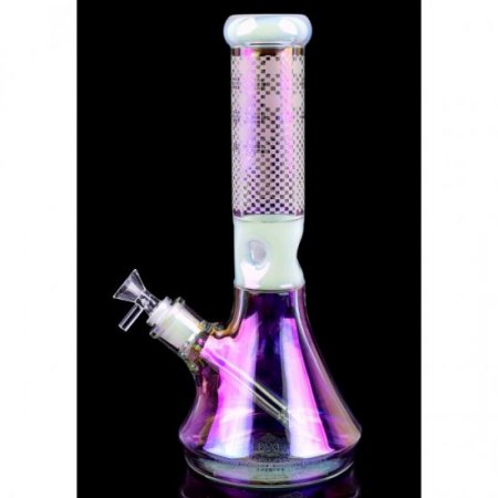 Stereo Night - 13" Chameleon Sandblasted Beaker Base Bong - White New