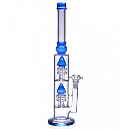 18" Inch Double Mushroom Showerhead Perc Bongs Glass Water Pipe New