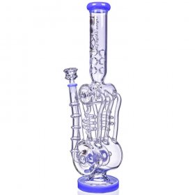 The Missing Alderaan Relic - Lookah? - 18" Barrel Spiral Blast Recycle Ice Glass Bong - American Blue New