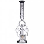 Smokenator - Lookah Platinum Design Series Bong - 20" Platinum Donut Recycler Bong With Spiral Percs - Black Ice New