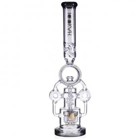 Smokenator - Lookah Platinum Design Series Bong - 20" Platinum Donut Recycler Bong With Spiral Percs - Black Ice New