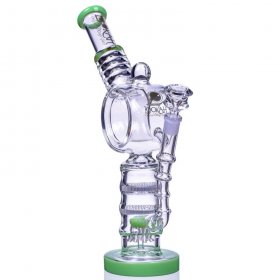 The Colosseum - Lookah? - 15" Donut Recycler Honeycomb to Sprinkler Perc Bong - Winter Green New