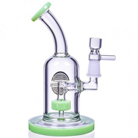 The Attraction - 7" Titled Showerhead Perc Bong/Dab Rig - Milky Green New