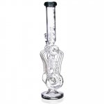 The Missing Alderaan Relic - Lookah Platinum Series Bong - 18" Barrel Spiral Blast Recycle Ice Glass Bong - Black Ice New