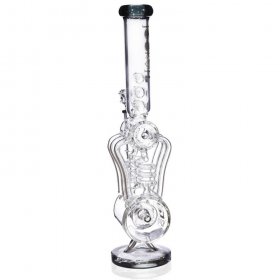 The Missing Alderaan Relic - Lookah Platinum Series Bong - 18" Barrel Spiral Blast Recycle Ice Glass Bong - Black Ice New