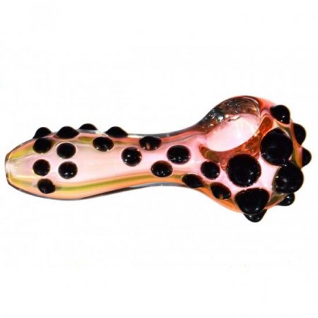 3" Rose Gold Glass Pipe - Fumed - Solid Black Bubbles New