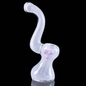 5" Glow in the Dark Frosted White Girly Bubbler - Girly Pink Or Purple Colored Beads New