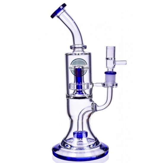 Sapphire Rig - 12\" Double Showerhead Dab Rig With 14MM Male Banger Bowl New