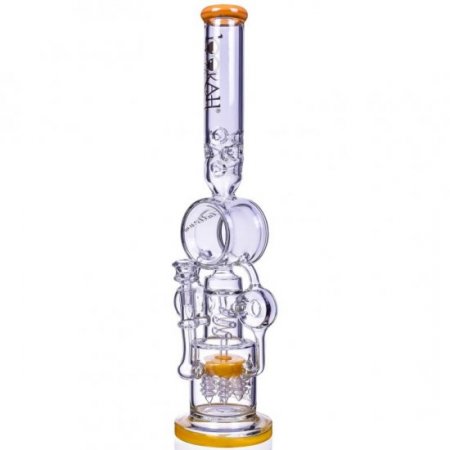 Lord Of Space Stone - Lookah? - 21" Donut Recycler Domed Sprinkler Perc Bong - Milky Amber New