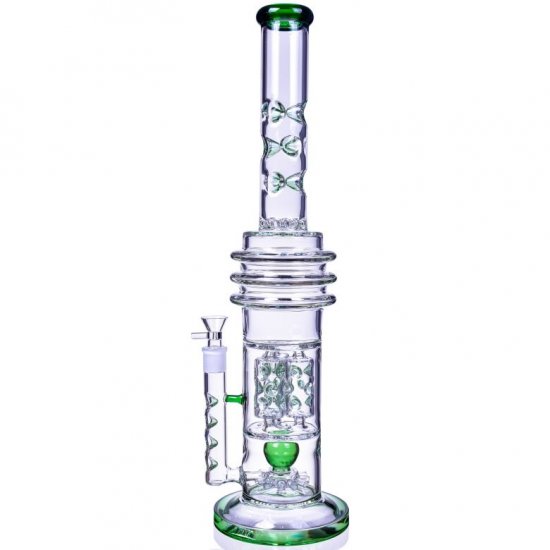 Smoke Runner - 22\" Triple Chamber w/ Sprinkler Perc Bong - Green New