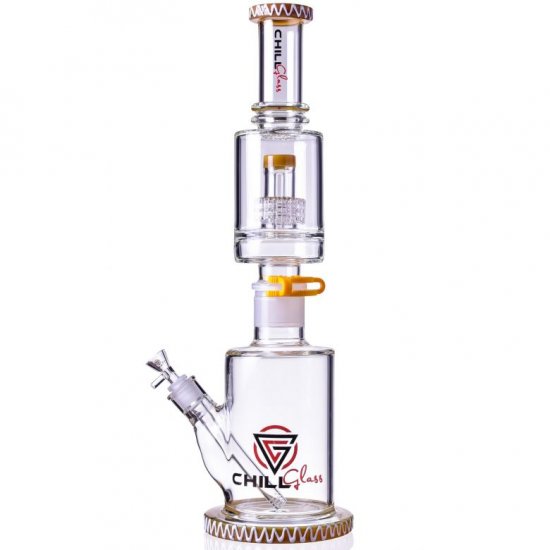 Chill Glass 20\" Bong with Multi Percs with a Downstem and Bowl - Yellow New