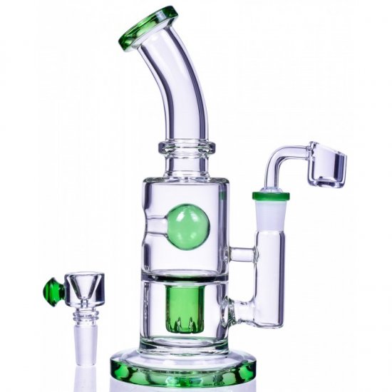 The Primal - 9\" Showerhead Perc Bong/Dab Rig - Green New