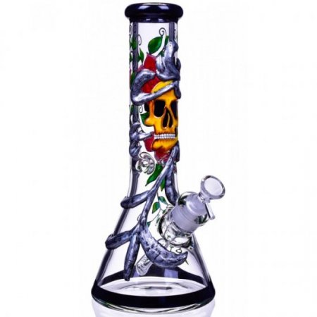 Sugar Skull - 13" Artistic Work Thick Beaker Base Bong New