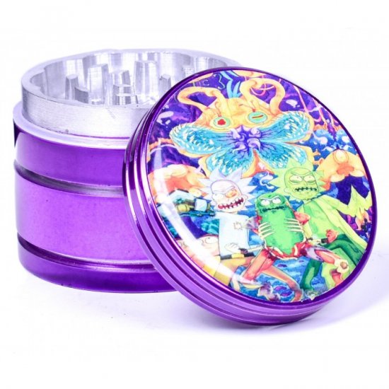 The Mad Scientist - Rick & Morty Four Part Aluminium Grinder - Purple New