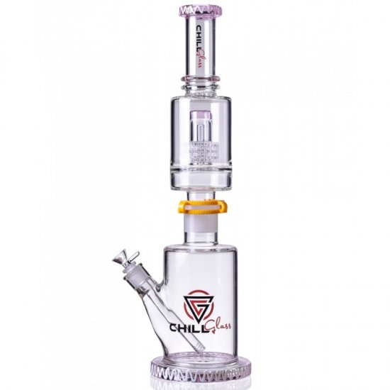 Chill Glass 20\" Bong with Multi Percs with a Downstem and Bowl - Pink New