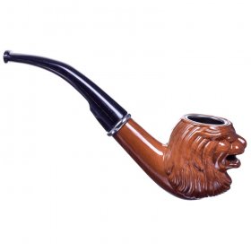 6" Churchwarden Bent End Pipe - Carved Lion New