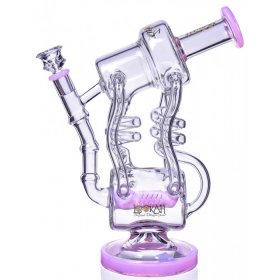 Her Majesty's - Lookah? - 11" Inline to Dual Coil Perc 4-Arm Recycler Bong - American Pink New