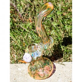 The Magnificent - 8" Golden Fumed Swirled Bubbler New