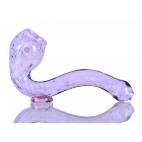 5" Fritted Sherlock Glass Pipe - Pink Slyme New