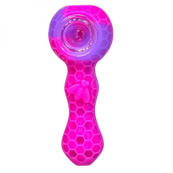 Stratus - 4\" Silicone Hand Pipe With Honey Comb Design - Pinkish Purple New