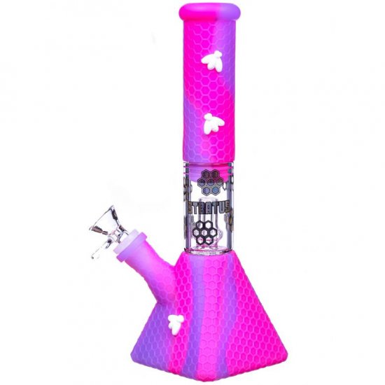 Smoke Pyramid - 11\" Stratus Pyramid Pink Silicone Bong with 19mm Down Stem and 14mm Bowl New