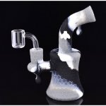 8" Glow In The Dark Bee On The Silicone Bong With 14mm Banger - Black N White New