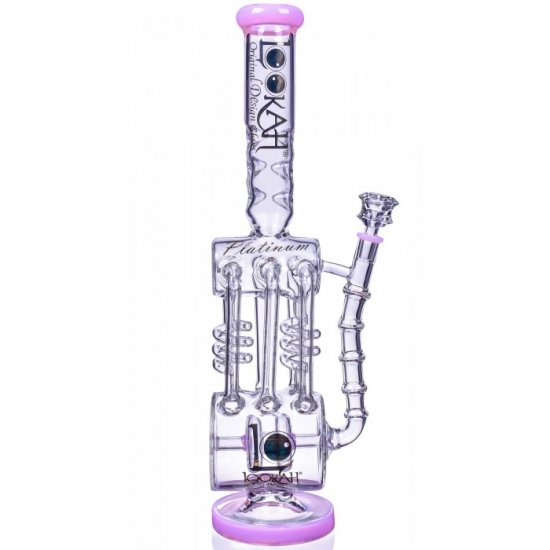 The Missing Alderaan Relic - Lookah? - 18\" Barrel Spiral Blast Recycle Ice Glass Bong - American Pink New