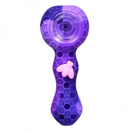 Stratus - 4" Silicone Hand Pipe With Honey Comb Design - Purple New