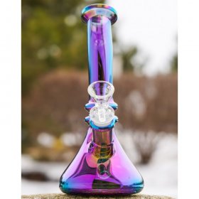 ROYAL SMOKEI'S - 8" TILTED NECK SHINY BONG - Rainbow New