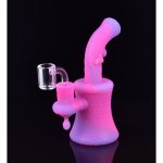 8" Glow In The Dark Bee On The Silicone Bong With 14mm Banger - Pinkish Purple New