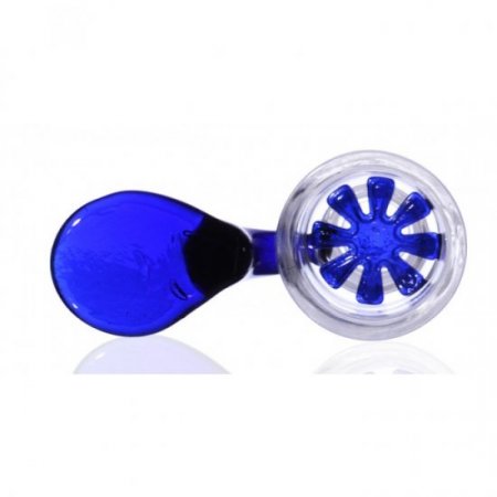 14 To 19 MM Dual Use Male Dry Herb Bowl With Built In Star Shaped Glass Screen - Blue New