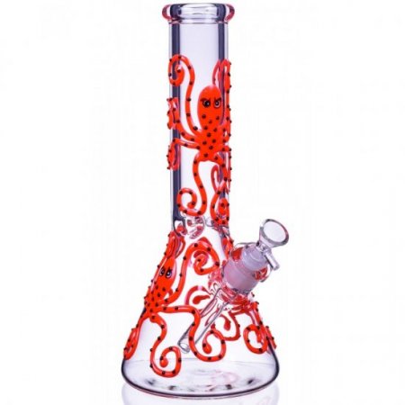 Smokeyoctopus - 13" Glow In The Dark Beaker Bong New