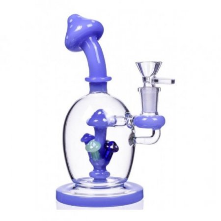 Smokroom - Mushroom Perc Orb Base Tilted Bong - Blue New