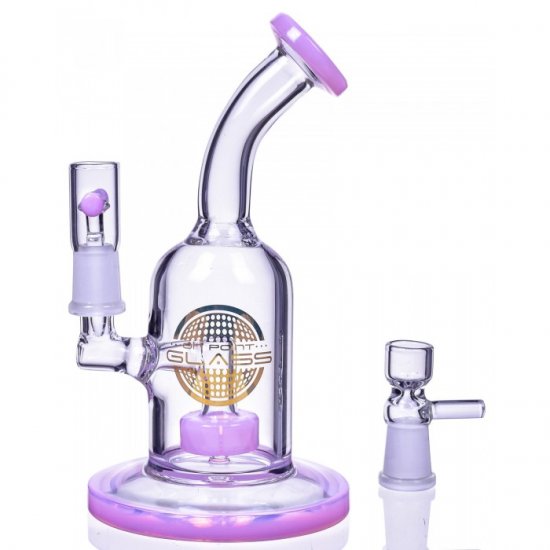 The Attraction - 7\" Titled Showerdhead Perc Bong/Dab Rig - Pink New