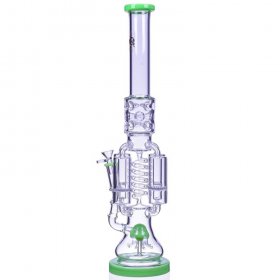 Chamber's of Secrets - SMOQ Glass - 22" Quad Honeycomb to Sprinkler Perc Bong - Green New