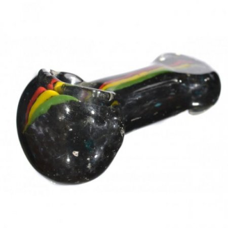 4" Black Pipe - Rasta Stripes New