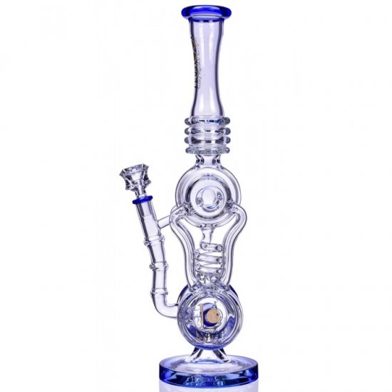 Twin Turbo - Lookah? - 16\" Double Barrel Recycler Bong - Clear Blue New