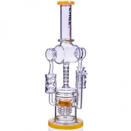 The Galvatron - ChillGlass - 16" Double Chamber Multi Perc Bong New