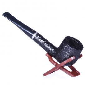 6.5" Grand Wooden Pipe - Carved Ebony New