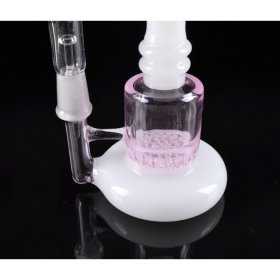 5" Micro Honeycomb Oil Rig Water Pipe Tilted - Saucer Chamber - White & Pink New