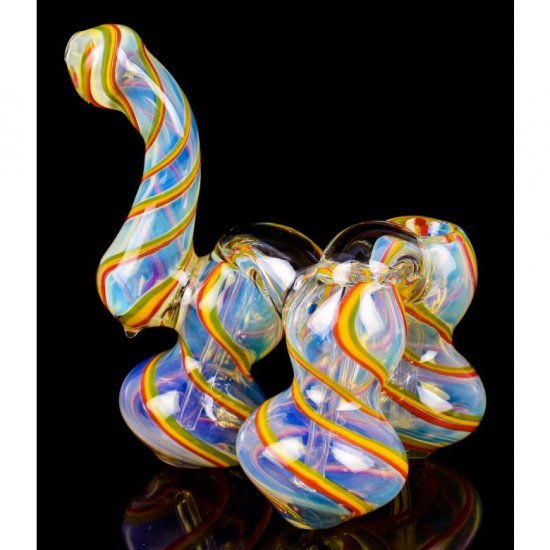 Smoke Triplets - 6\" Triple Chamber Golden Fumed Side By Side Bubbler - Rasta New