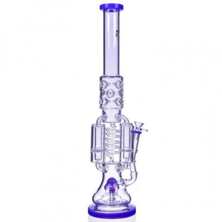 Chamber's of Secrets - SMOQ Glass - 22" Quad Honeycomb to Sprinkler Perc Bong - Purple New