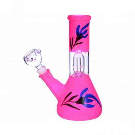 8" Flower Power Percolator With Down Stem Diffuser And Bowl- Hot Pink New