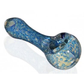 3" Marble Fritter Glass Spoon Hand Pipe - Blue Fritt New