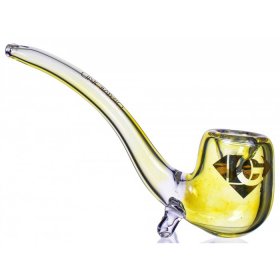 Diamond Glass? - 6" Sherlock Glass Hand Pipe - Golden Fumed New